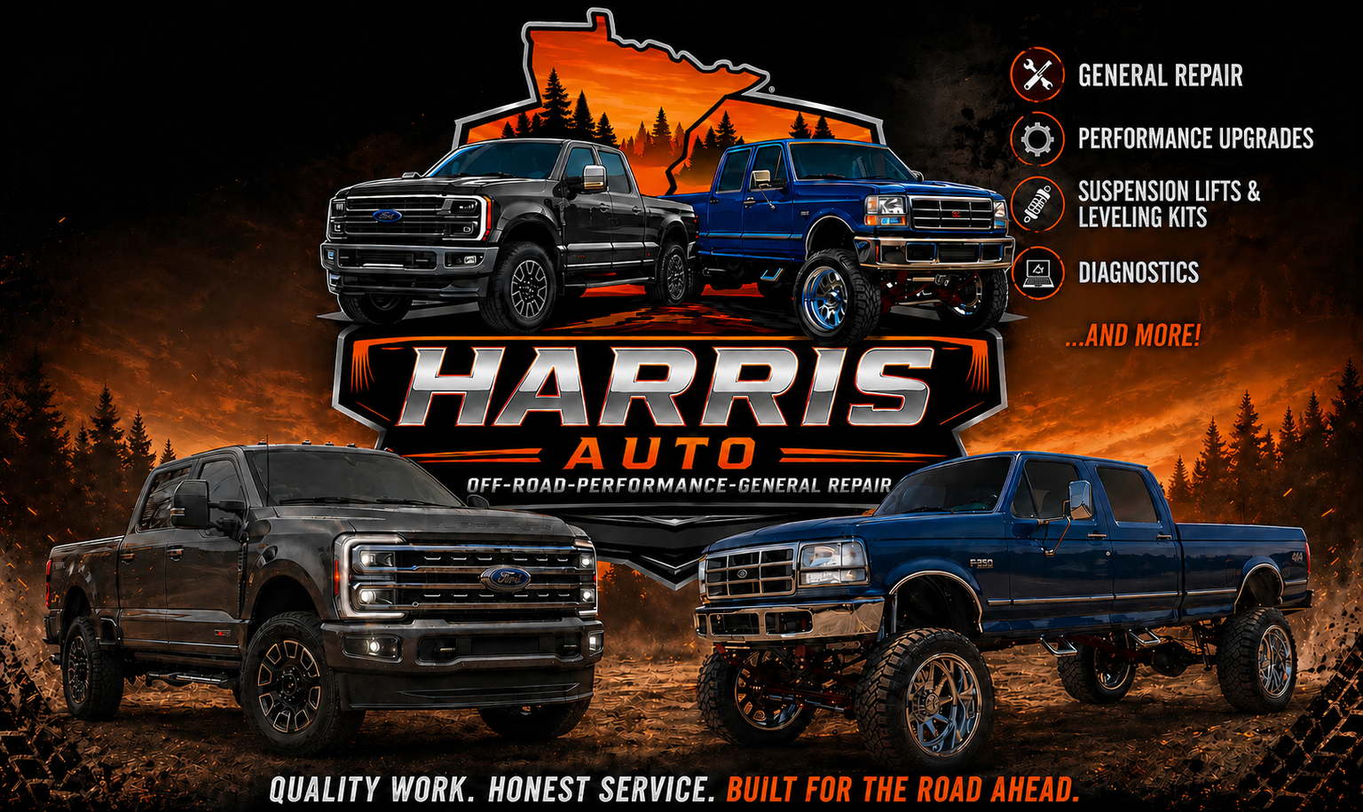 Harris Auto — off-road, performance, and general repair for Ford trucks in Ham Lake, Minnesota